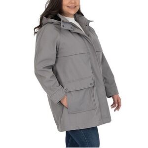 Nine West Jacket Womens 1X Gray West Modern Soft Shell Hooded Heat Insulated NEW